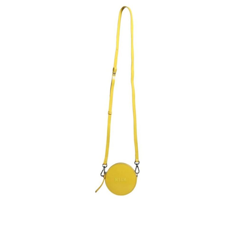 Pre Loved MSGM Vintage Round Crossbody Bag Yellow Leather Women Yellow Crossbody